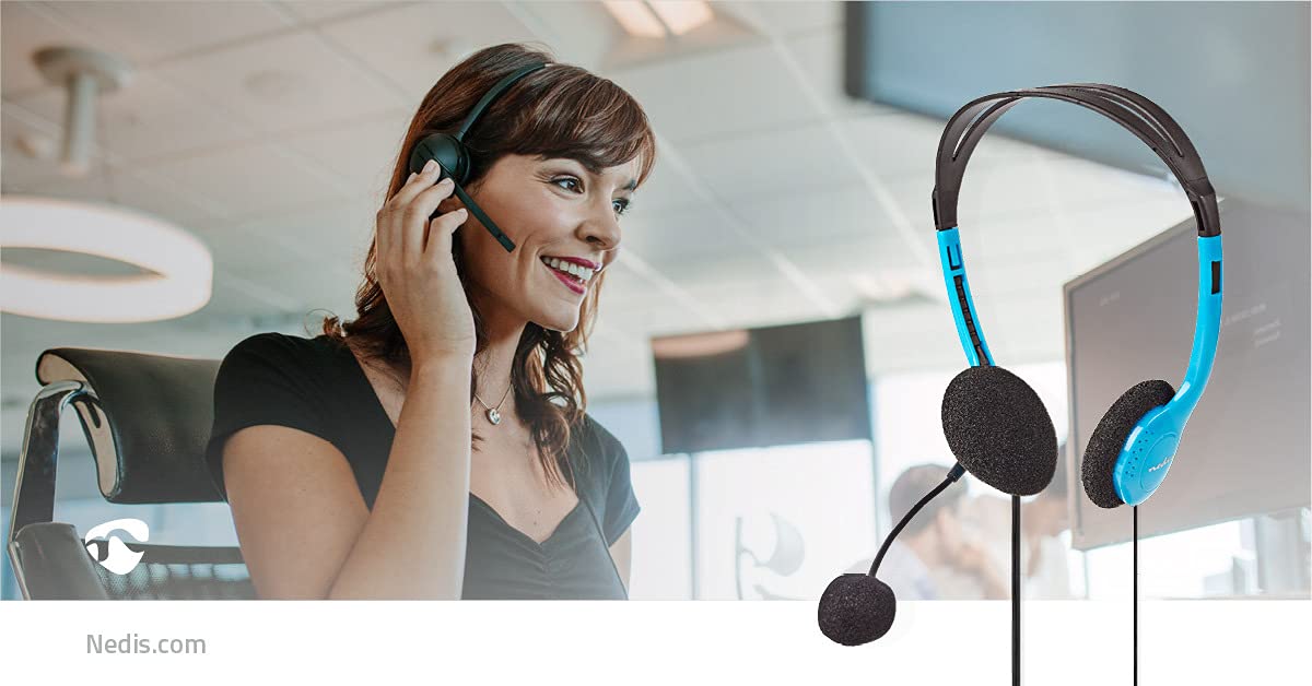Nedis PC Gaming Headphones with Headband - 3.5mm Audio Jack for Computer, Laptop, Mobile - Perfect for Gaming, Online Classes & Remote Work