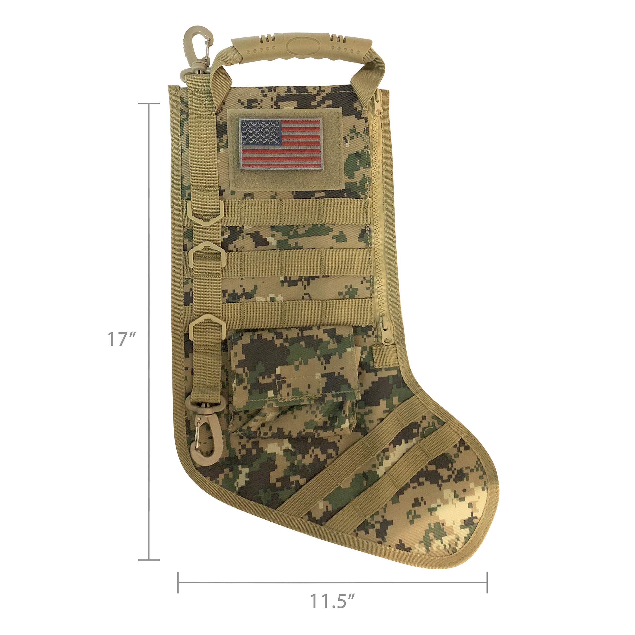 Tactical Christmas Stocking with Molle Gear - Durable Military Style Holiday Decor for Fireplace, Wall or Truck - Perfect for Outdoor Enthusiasts & Christmas Gifts