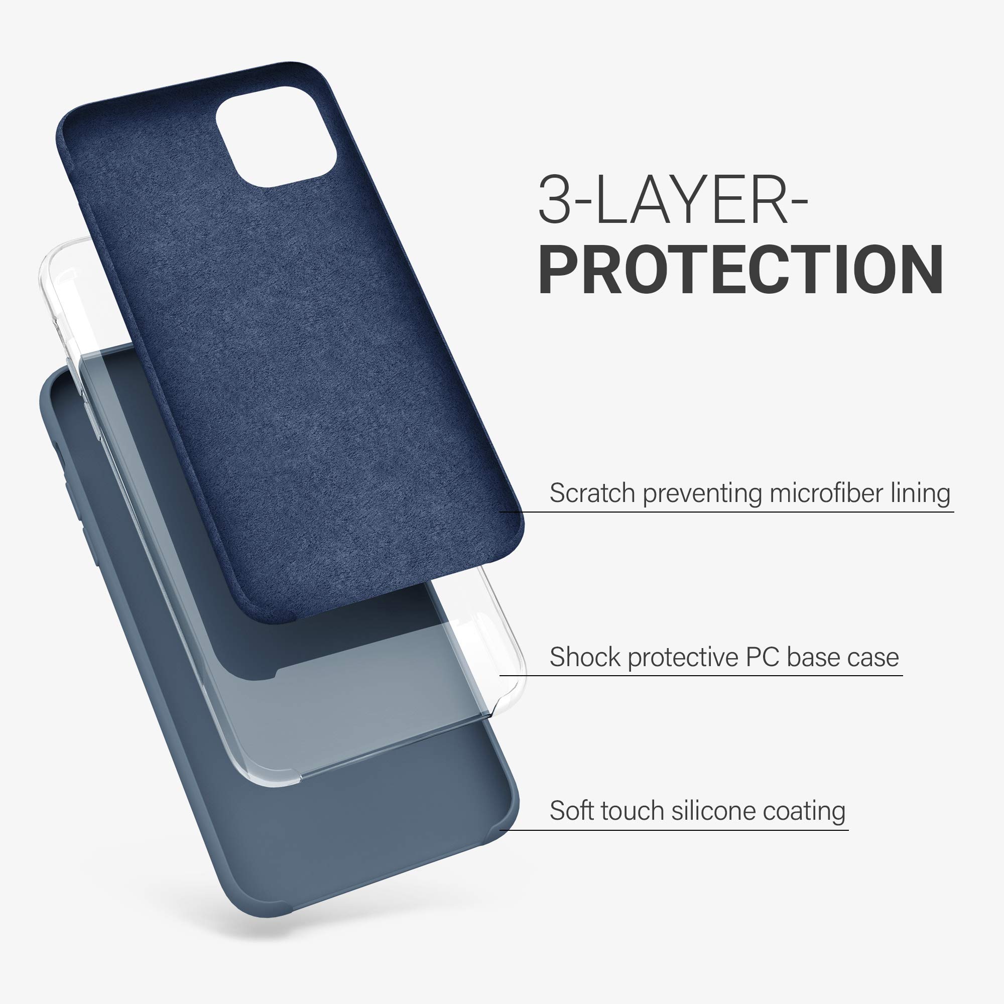 kwmobile TPU Silicone Case for Apple iPhone 11 Pro Max - Shockproof Soft Protective Cover with Non-Slip Grip in Dark Slate | Perfect for Everyday Use, Work & Outdoor Activities