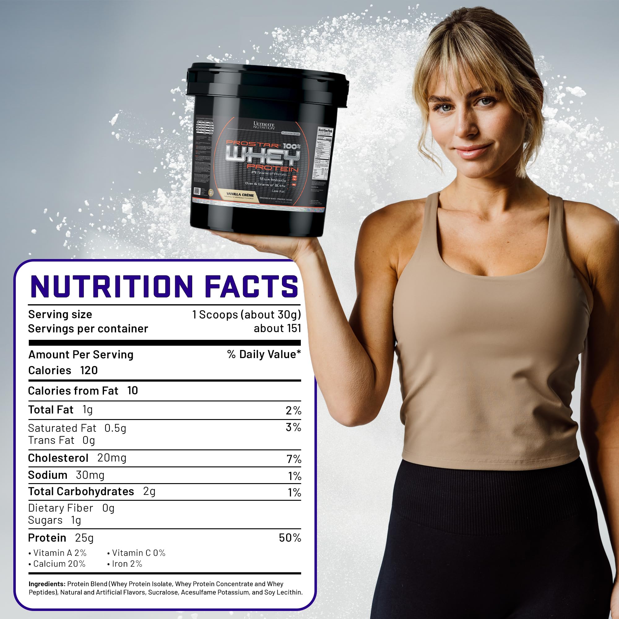 Ultimate Nutrition Prostar Whey Protein Powder Isolate, Vanilla - Low Carb, High Protein Shake for Muscle Gain & Recovery - Low Sodium, Low-Fat & Keto Friendly - 10 lbs Bucket - Perfect for Post-Workout, Weight Loss & Healthy Lifestyle