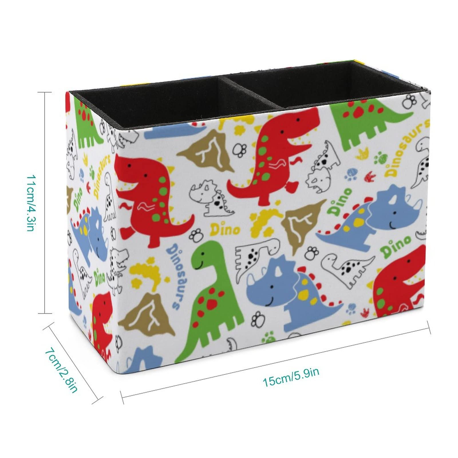 Cute Dinosaur Pen Holder for Desk - Leather Desktop Organizer for Pencils, Pens & Makeup Brushes - Perfect for Office, School & College Use