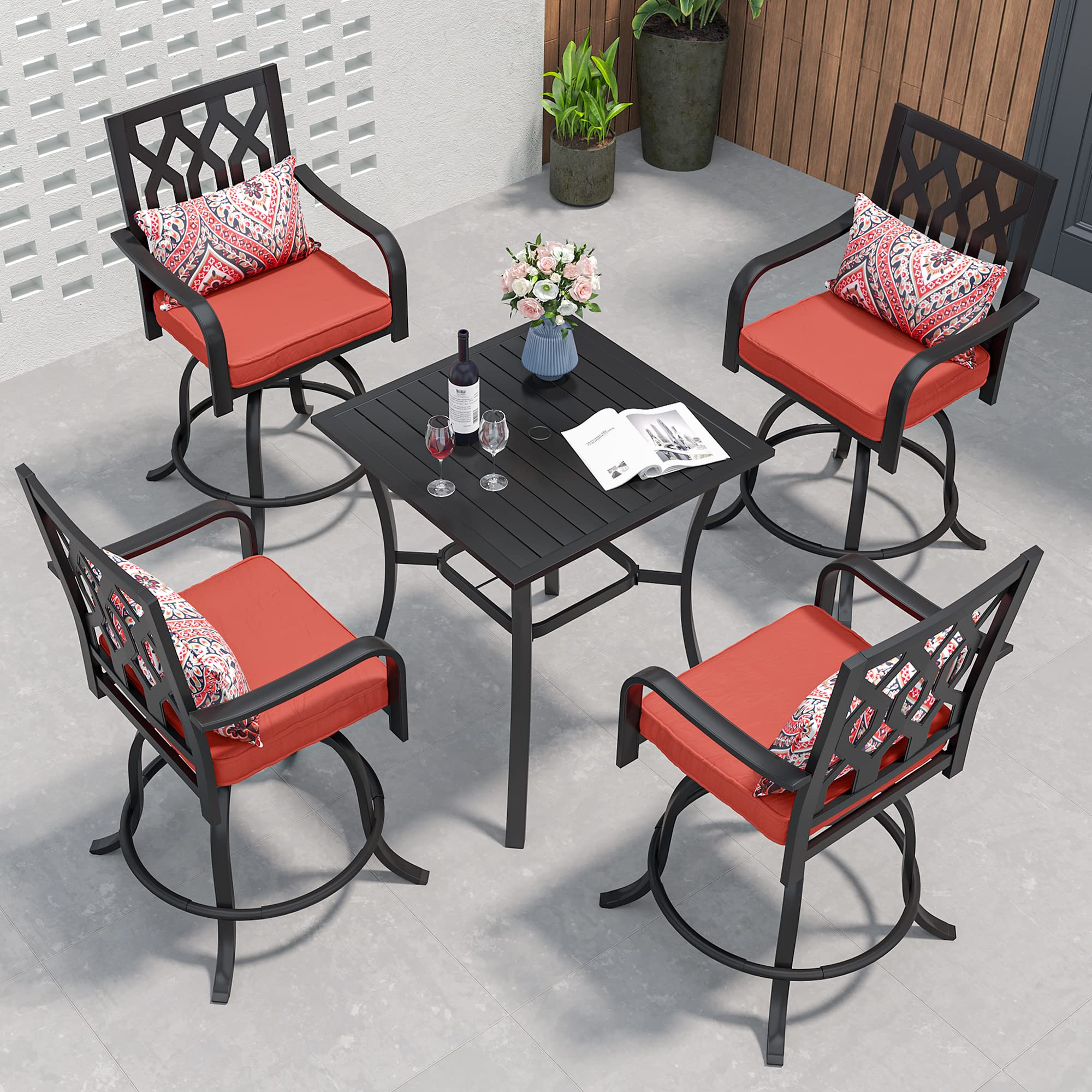 YITAHOME 5-Piece Outdoor Bar Height Table and Chairs Set - 32