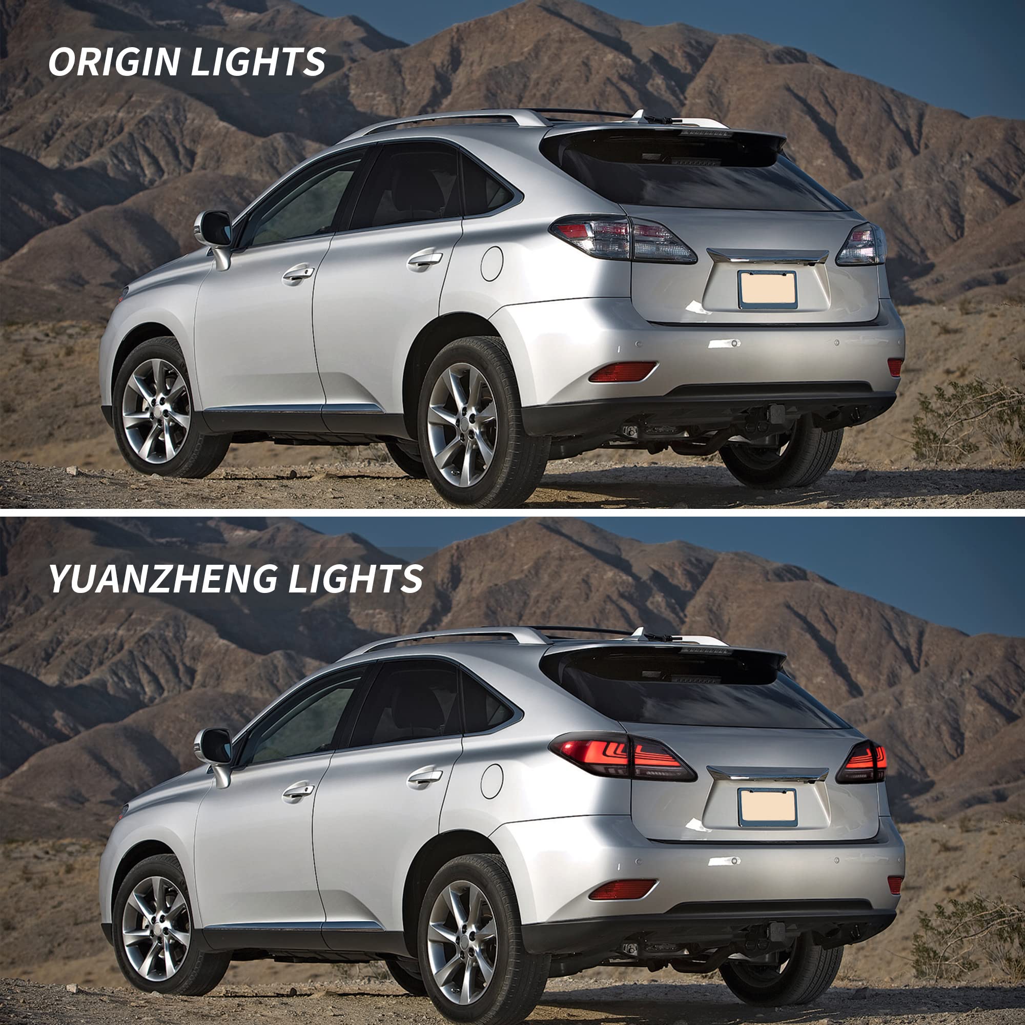 VLAND LED Tail Lights Assembly for 2009-2014 Lexus RX270 RX350 RX450 RX330 RX440H - Dynamic Animation LED Running Lights & Sequential Turn Signals - Red & Smoked (Driver & Passenger Side) - Perfect for Night Driving & Car Customization