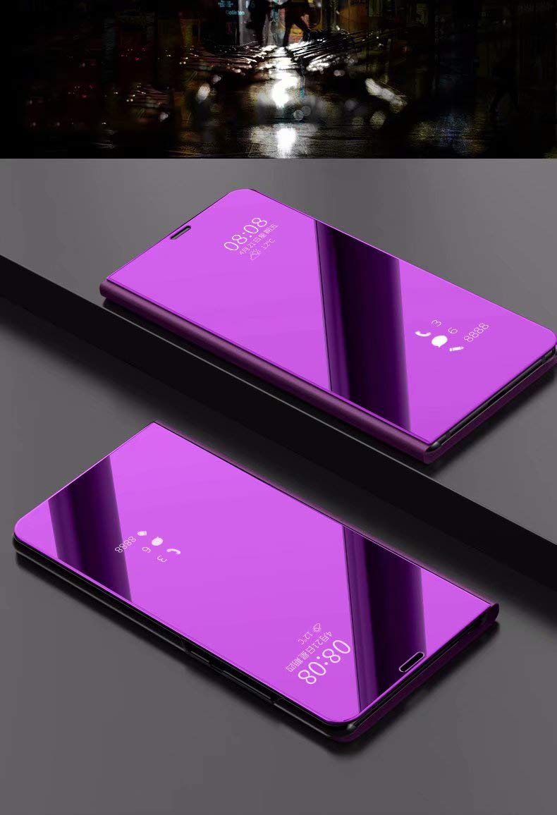 Premium Luxury Mirror Flip Case for iPhone 11 (6.1 Inch 2019 Model) - Translucent View Window, Electroplated PC Cover with Full Body Protection & Anti-Scratch Design - Purple | Perfect for Business Meetings, Parties & Everyday Use