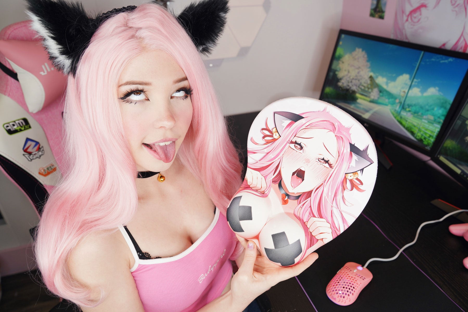 Belle Delphine P2 3D Anime Mouse Pad with Wrist Support - Ergonomic Gaming & Office Accessory for PC Laptop Users