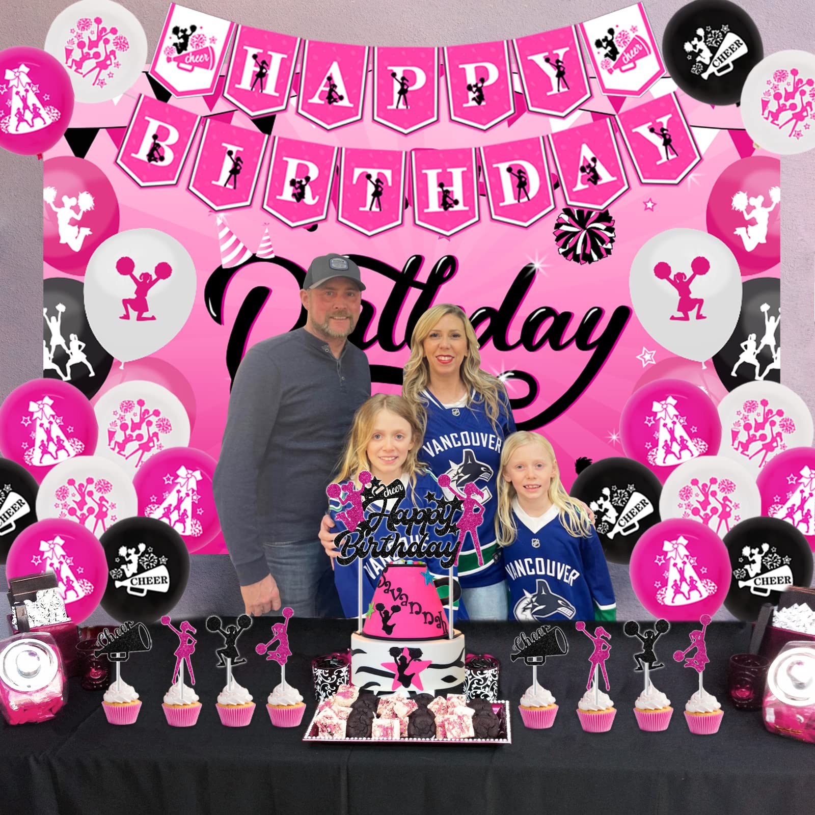 Cheerleader Party Decorations - Rose Red Black Theme for Birthday Celebrations