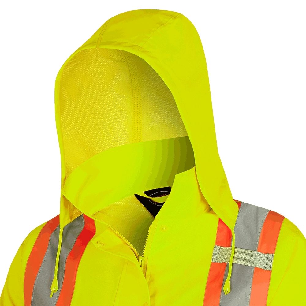 Waterproof High Visibility Rain Jacket for Women - Yellow 5628W | Reflective Work Jacket for Outdoor Safety, Construction & Cycling