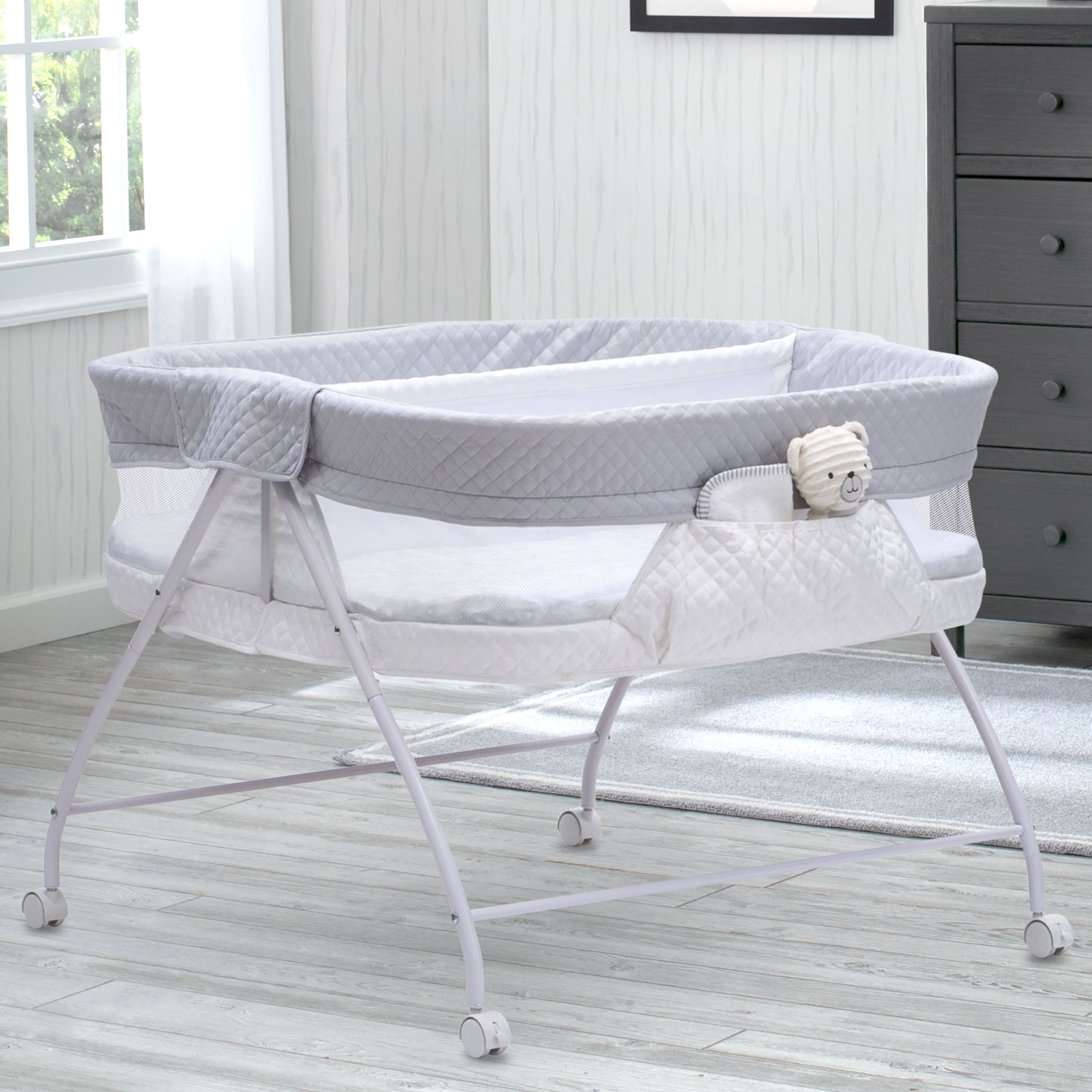 Twin EZ Fold Ultra Compact Double Bassinet - Portable Baby Crib for Twins - Perfect for Travel, Nursery & Small Spaces