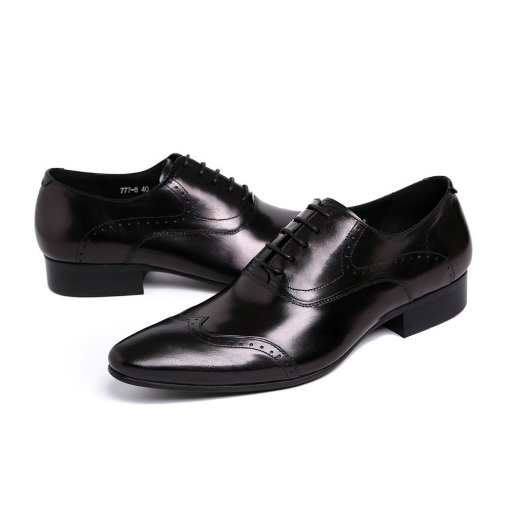 Santimon Men's Fashion Brogue Oxford Dress Shoes - Pointed Toe Lace-Up Derby for Formal & Business Wear - Perfect for Weddings, Office & Special Occasions