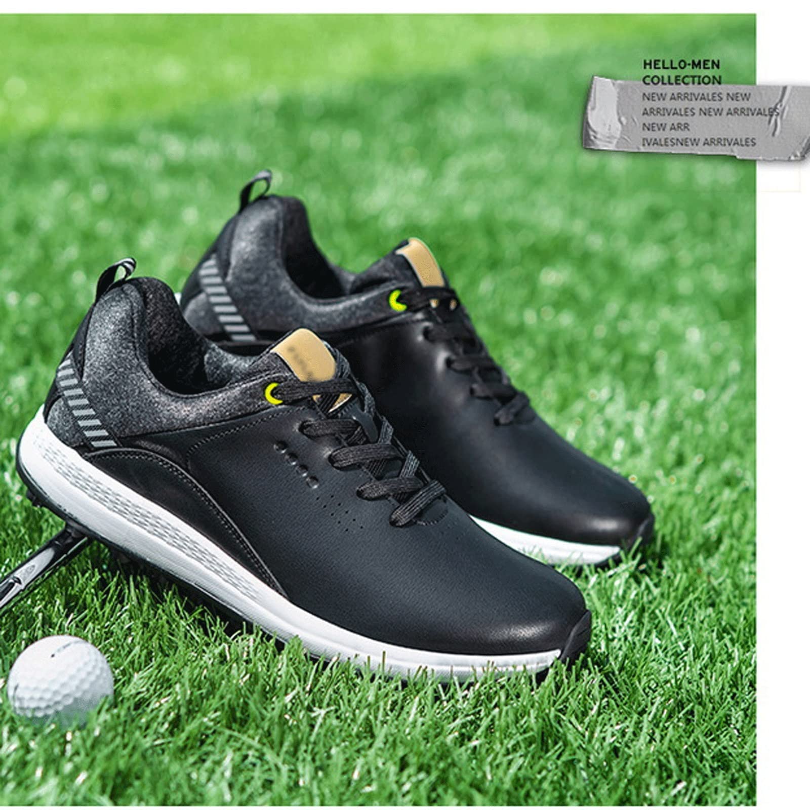 Men's Waterproof Golf Shoes - Lightweight Non-Spike Sneakers for Sports & Leisure (Black, Size 10.5) | Perfect for Golf Course, Walking & Casual Wear