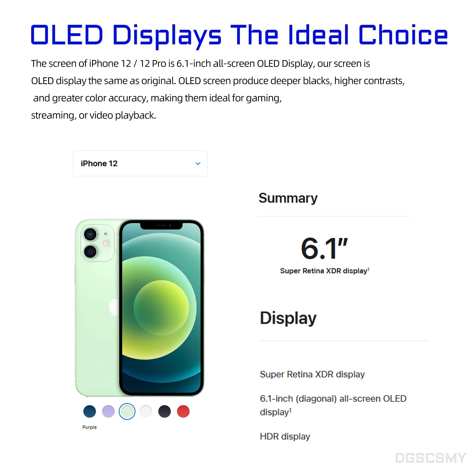 Original OLED Screen Replacement for iPhone 12 & 12 Pro - 6.1