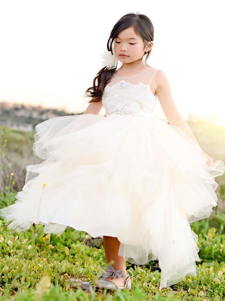 Ivory Beaded Applique Bridesmaid Dress for Big Girls - Sizes 8-16 | Elegant Formal Gown for Weddings, Prom & Special Occasions