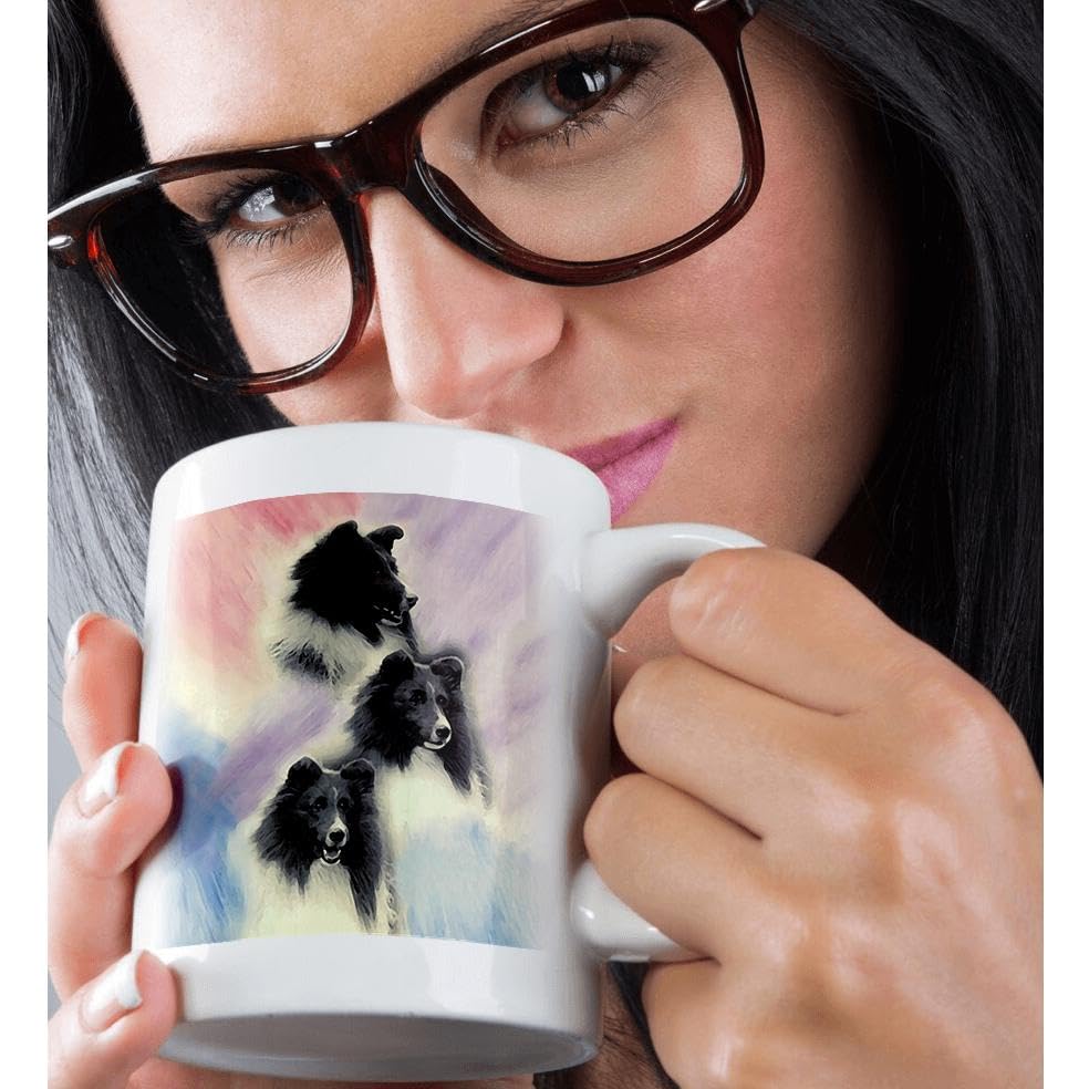3dRose Black Sheltie Dog Ceramic Coffee Mug - 11 oz Insulated Cup for Hot & Cold Drinks - Perfect for Tea, Coffee, or Gift for Dog Lovers