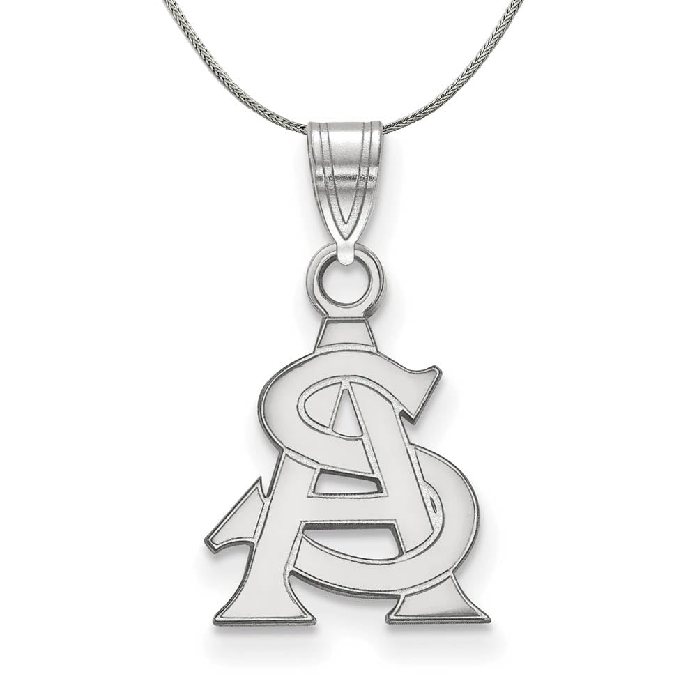 Sterling Silver Arizona State 'AS' Small Black Bow Necklace - Perfect for Graduation Gifts, School Pride & Everyday Elegance