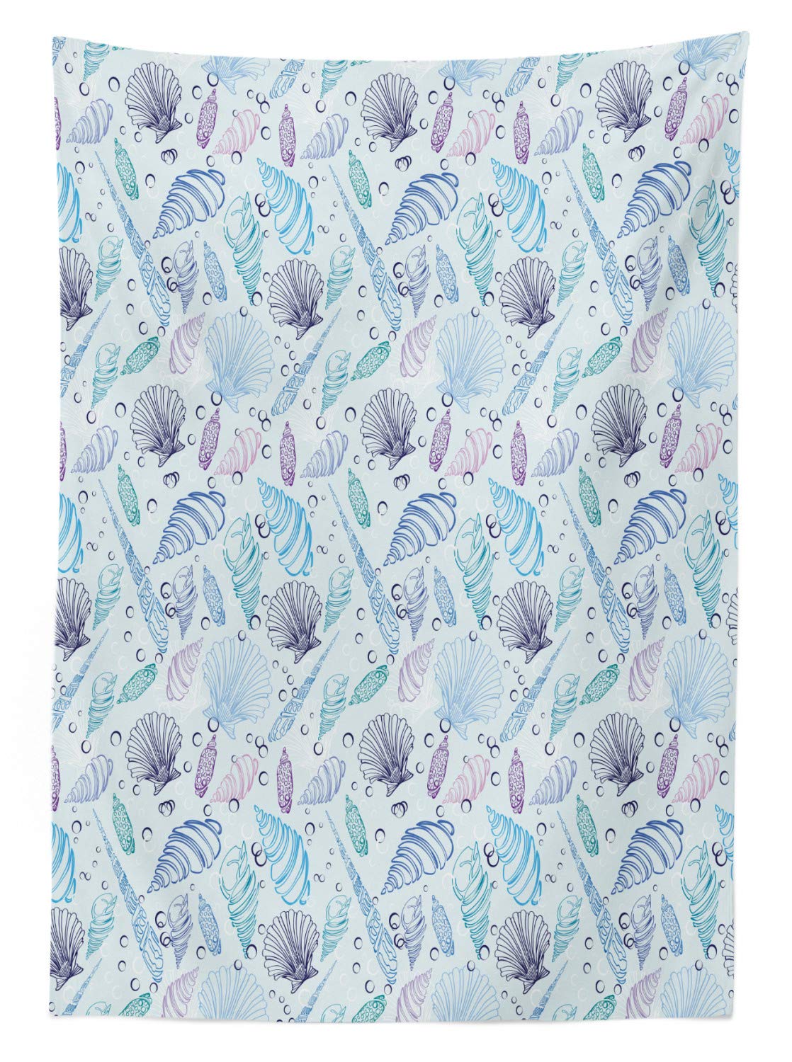 Ambesonne Waterproof Outdoor Tablecloth - Nautical Sea Shell & Ocean Bubbles Design, Washable Picnic Table Cover 58x104 Inches in Indigo Blue - Perfect for Beach Parties, Backyard BBQs & Coastal Dining Decor