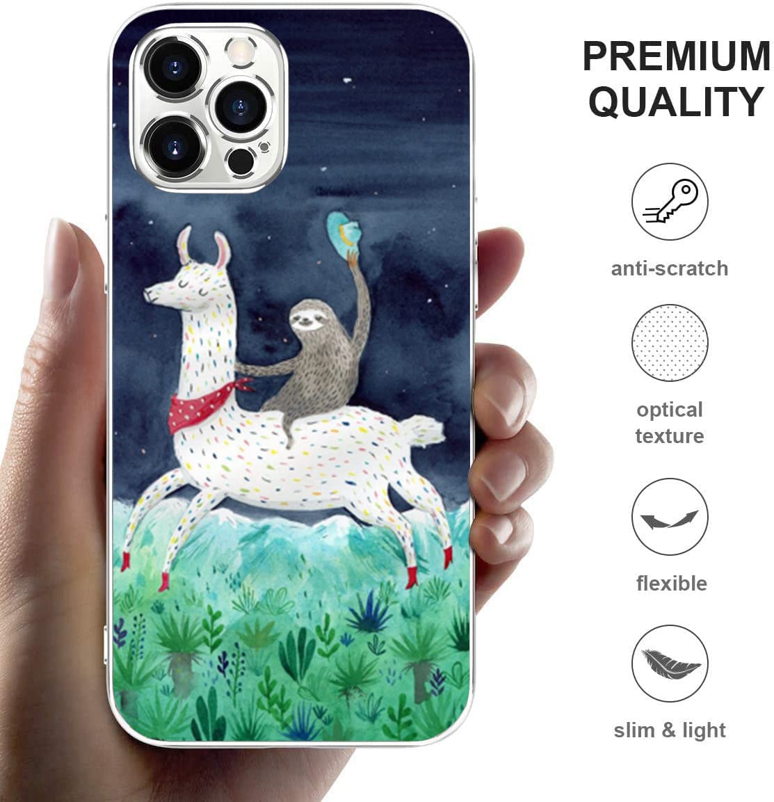 Funny Sloth & Cute Alpaca Clear TPU Case for iPhone 11 - Shockproof Slim Soft Protective Cover Compatible with iPhone 11 - Perfect Gift for Women & Men - Ideal for Daily Use, Travel, and Outdoor Activities