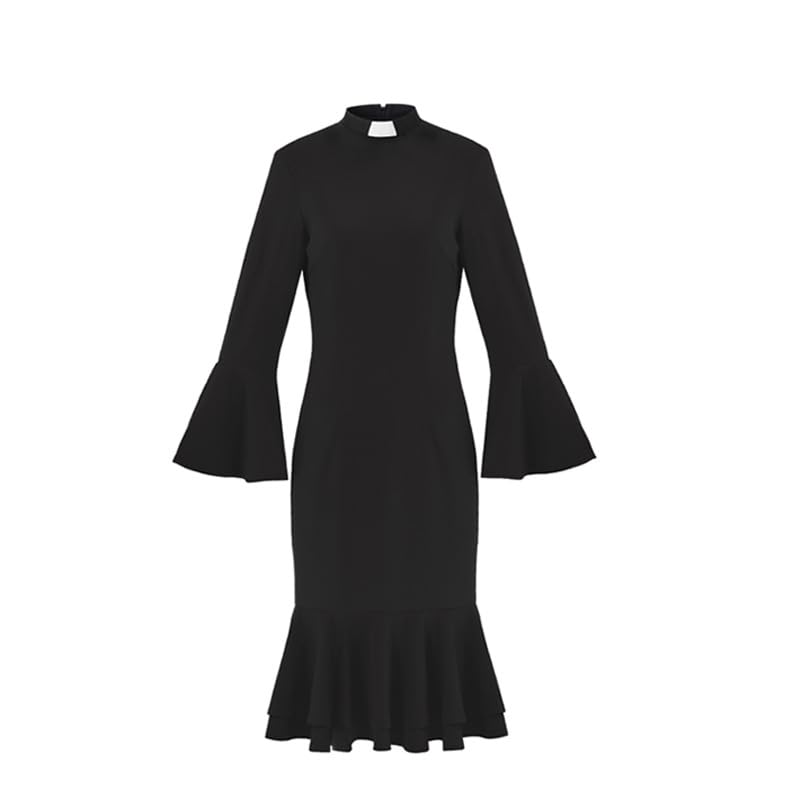 Elegant Vintage Clergy Dresses for Women - Minister Church Attire with Tab Collar | Perfect for Sunday Services, Weddings & Formal Church Events
