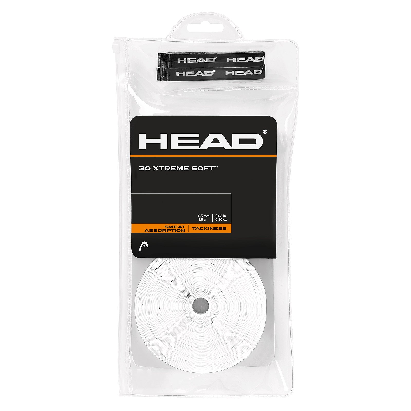 Head Xtreme Soft Overgrip 30 Pack (White) - Premium Tennis Racket Grip Tape for Enhanced Comfort & Sweat Absorption - Perfect for Tennis, Badminton & Squash Players