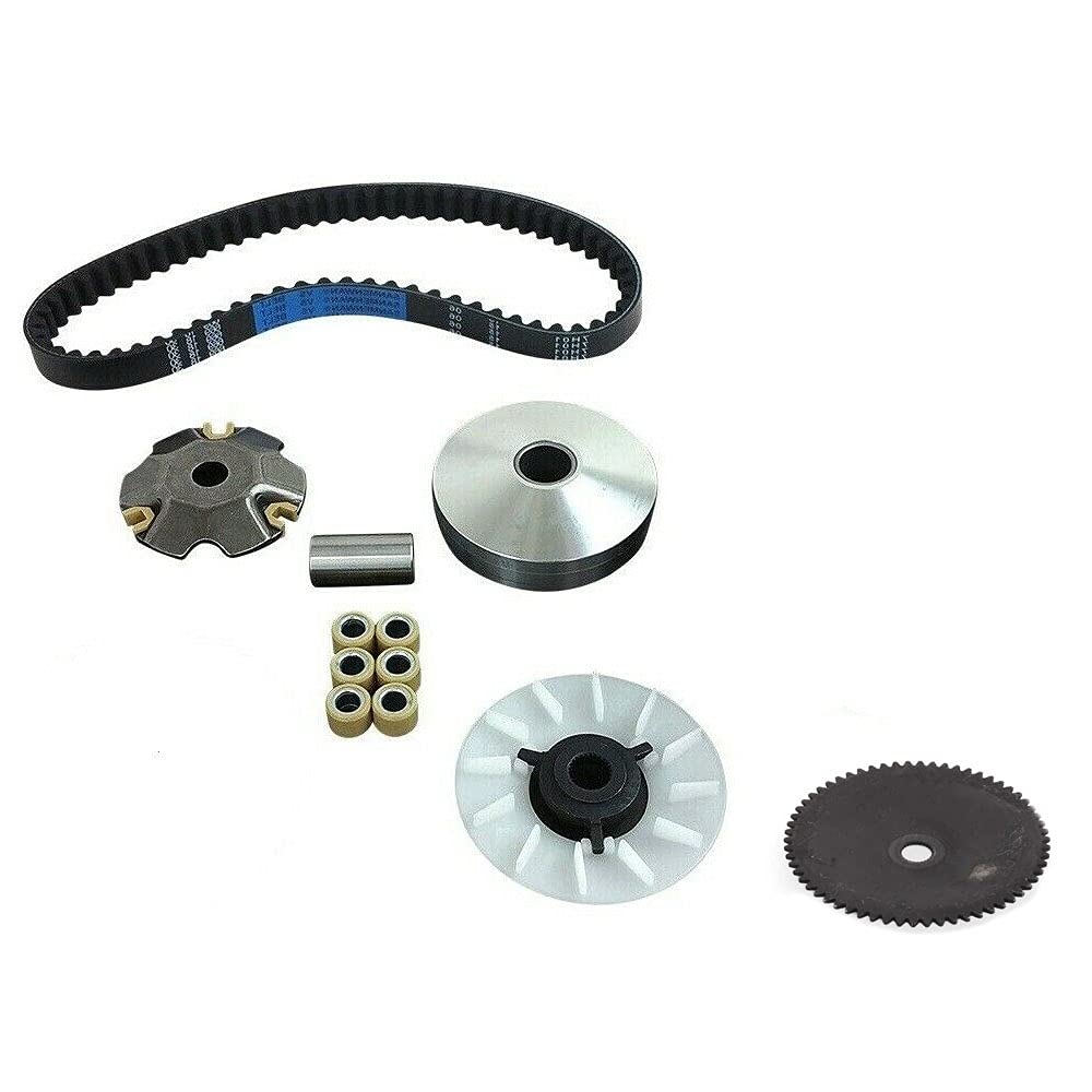 GY6 50cc 60cc Scooter Variator Fan Rollers & Belt Kit - High Performance CVT Assembly Replacement for Moped, Go Kart & ATV Engines - Smooth Acceleration & Improved Fuel Efficiency