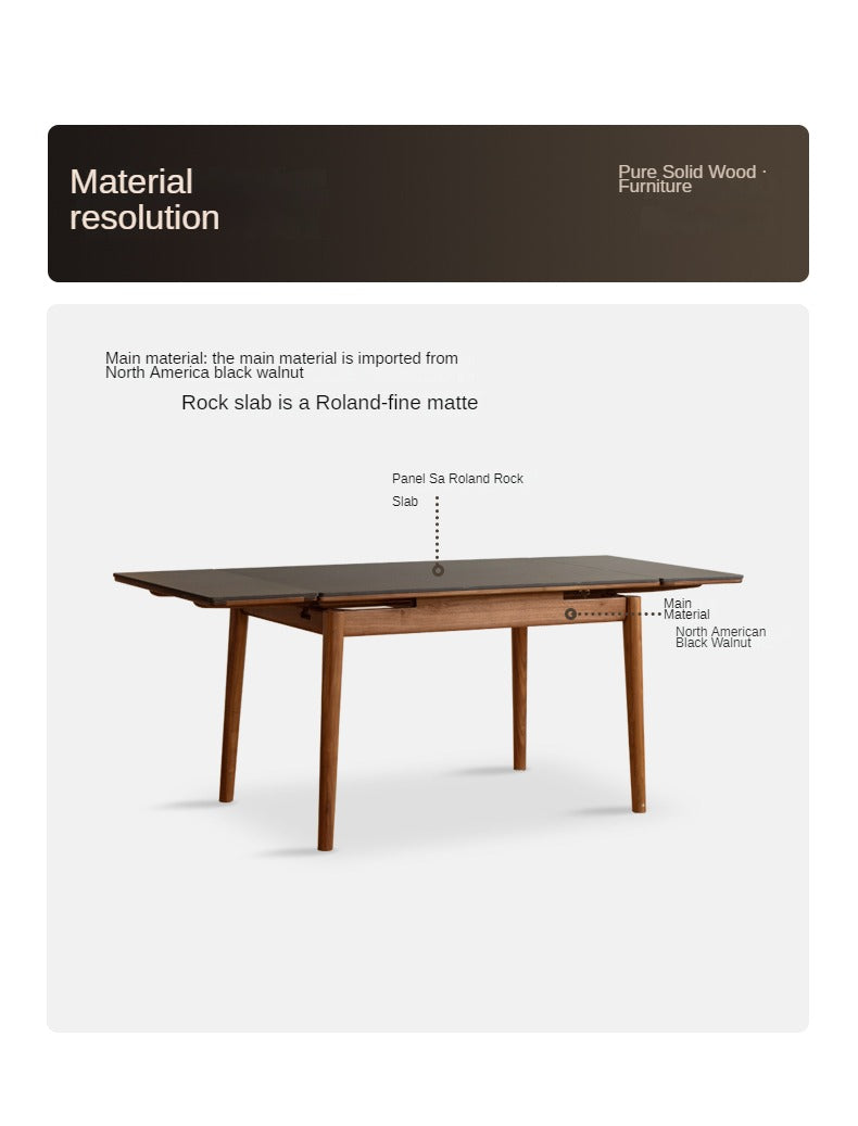 Solid Black Walnut Foldable Dining Table - Handcrafted Wooden Rock Plate for Kitchen, Dining Room & Small Spaces | Rustic Farmhouse Style Furniture