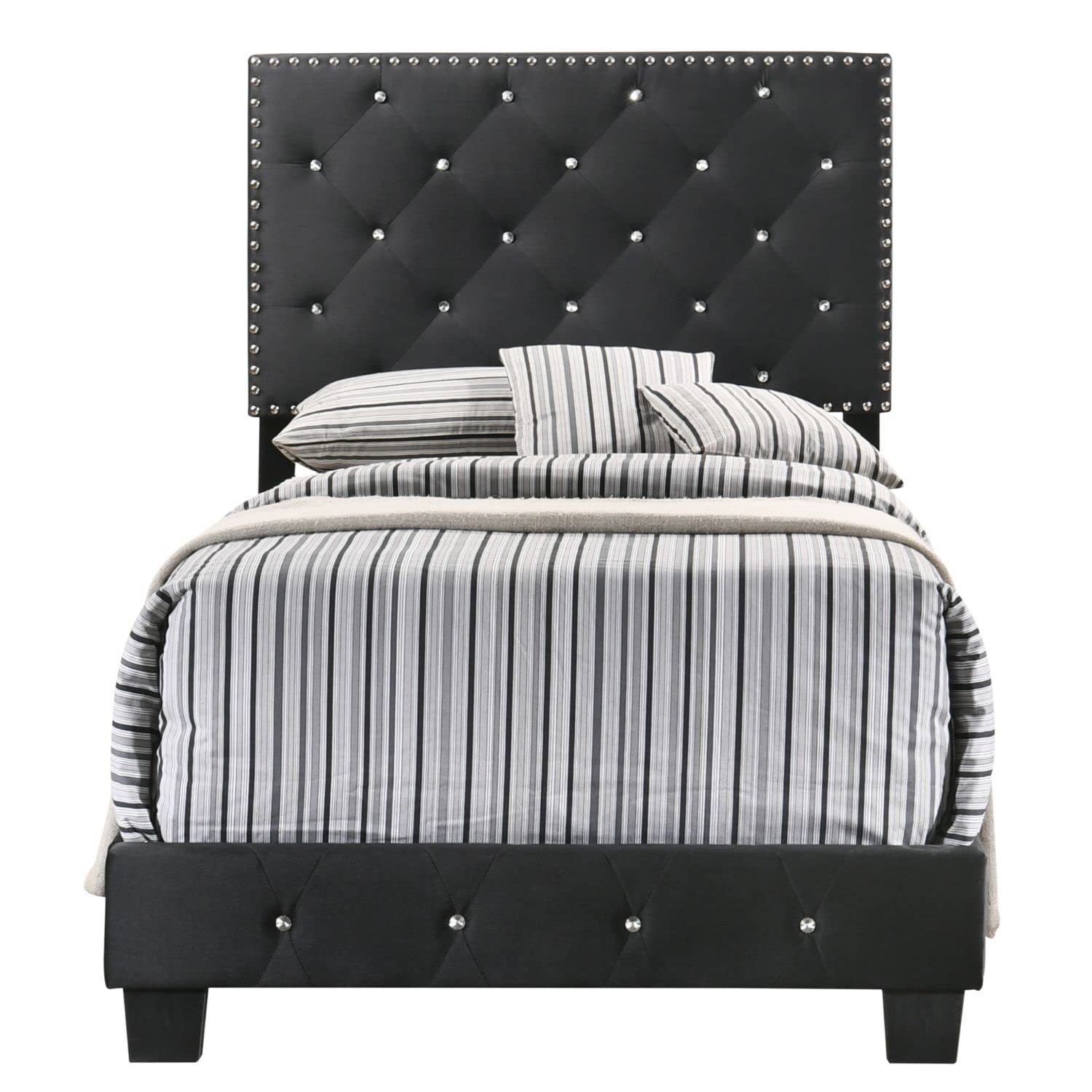 Stylish Suffolk Black Twin Panel Bed Frame - Modern Wooden Bed for Kids & Teens - Perfect for Small Bedrooms & Guest Rooms