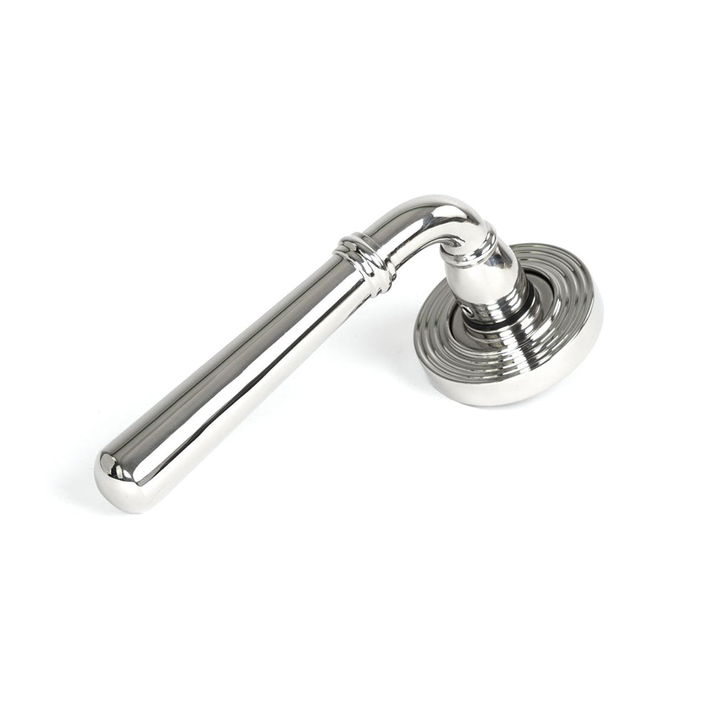 Premium Polished Stainless Steel Newbury Lever Door Handles with Concealed Beehive Rose - Elegant Entryway Hardware for Modern Homes & Commercial Spaces