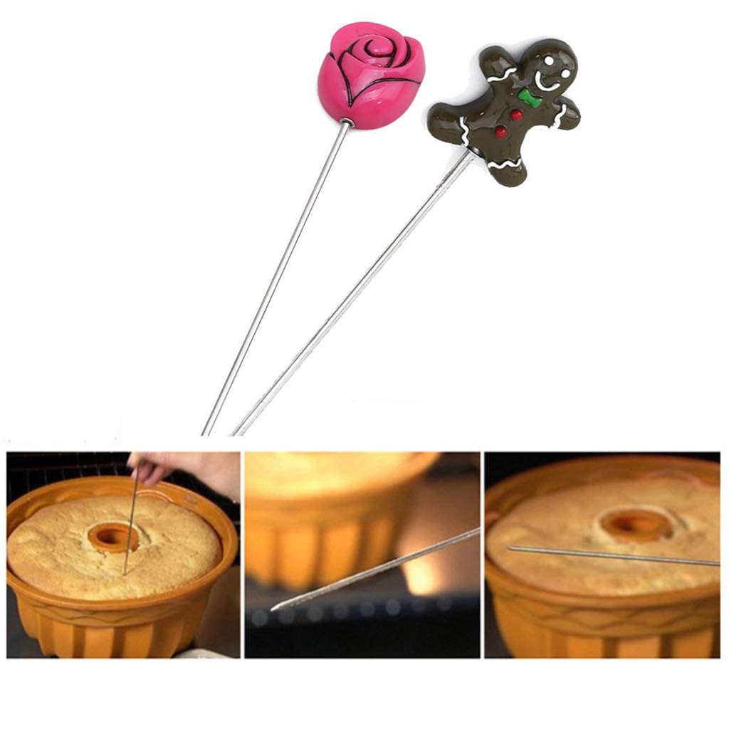 Premium Stainless Steel Cake Tester Baking Skewers - 12 Pack Gingerbread Man Cookie Decorating Tools for Baking, Cake Testing, Pastry, Desserts - Perfect for Home Bakers & Professional Chefs