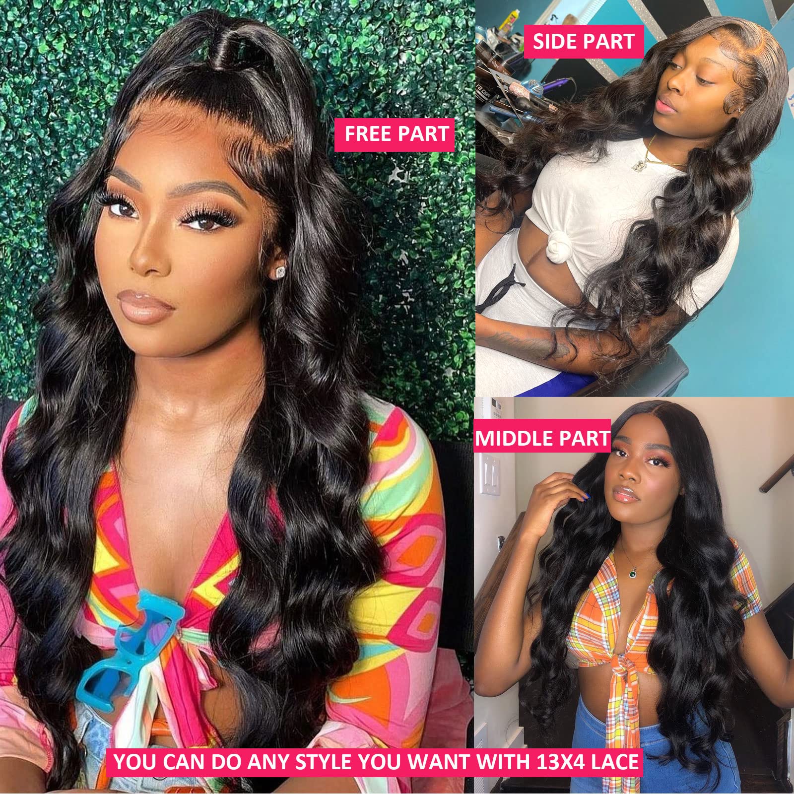 30 Inch Body Wave Lace Front Wigs Human Hair for Black Women - 13x4 HD Transparent 180% Density Pre-Plucked Natural Black Lace Frontal Wig - Perfect for Daily Wear, Cosplay, Weddings & Special Occasions