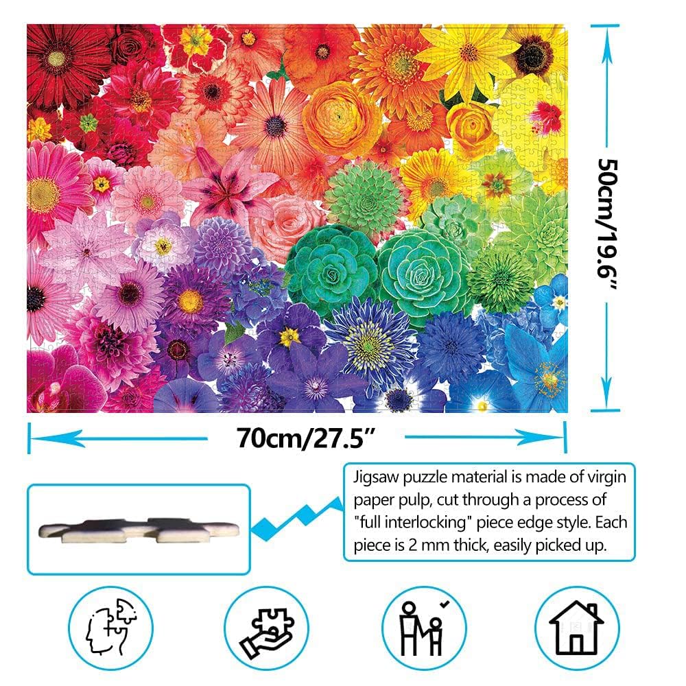 1000 Piece Jigsaw Puzzle for Adults - Rainbow Flower Puzzle (27.5x19.6 Inches) | Challenging 1000+ Piece Puzzles for Adults | Perfect for Stress Relief, Family Bonding & Home Decor