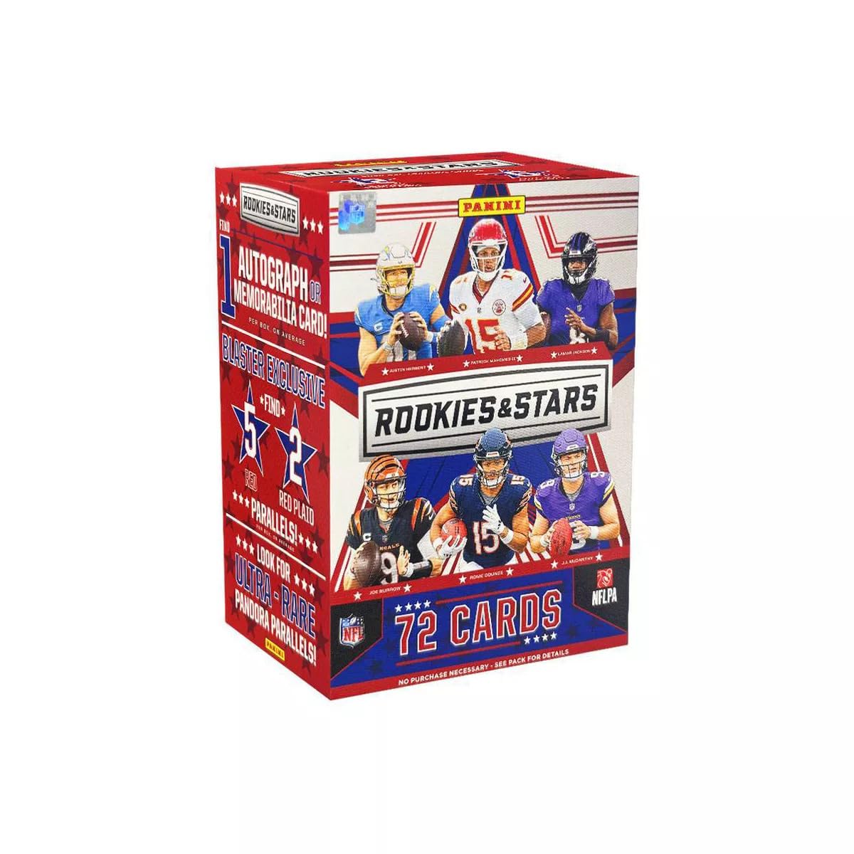 2024 Panini Rookies & Stars Football Blaster Box - 72 Trading Cards Per Box with 1 Autograph or Memorabilia Card - Perfect for NFL Collectors & Fantasy Football Fans
