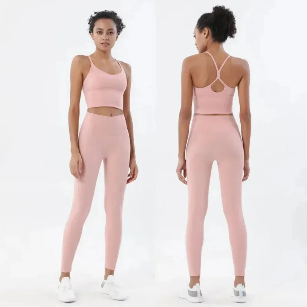 Women's Sports Bra and Leggings Set - Naked Feeling Gym Workout Outfit | Breathable Yoga Fitness Clothing for Running, Pilates & Home Exercises