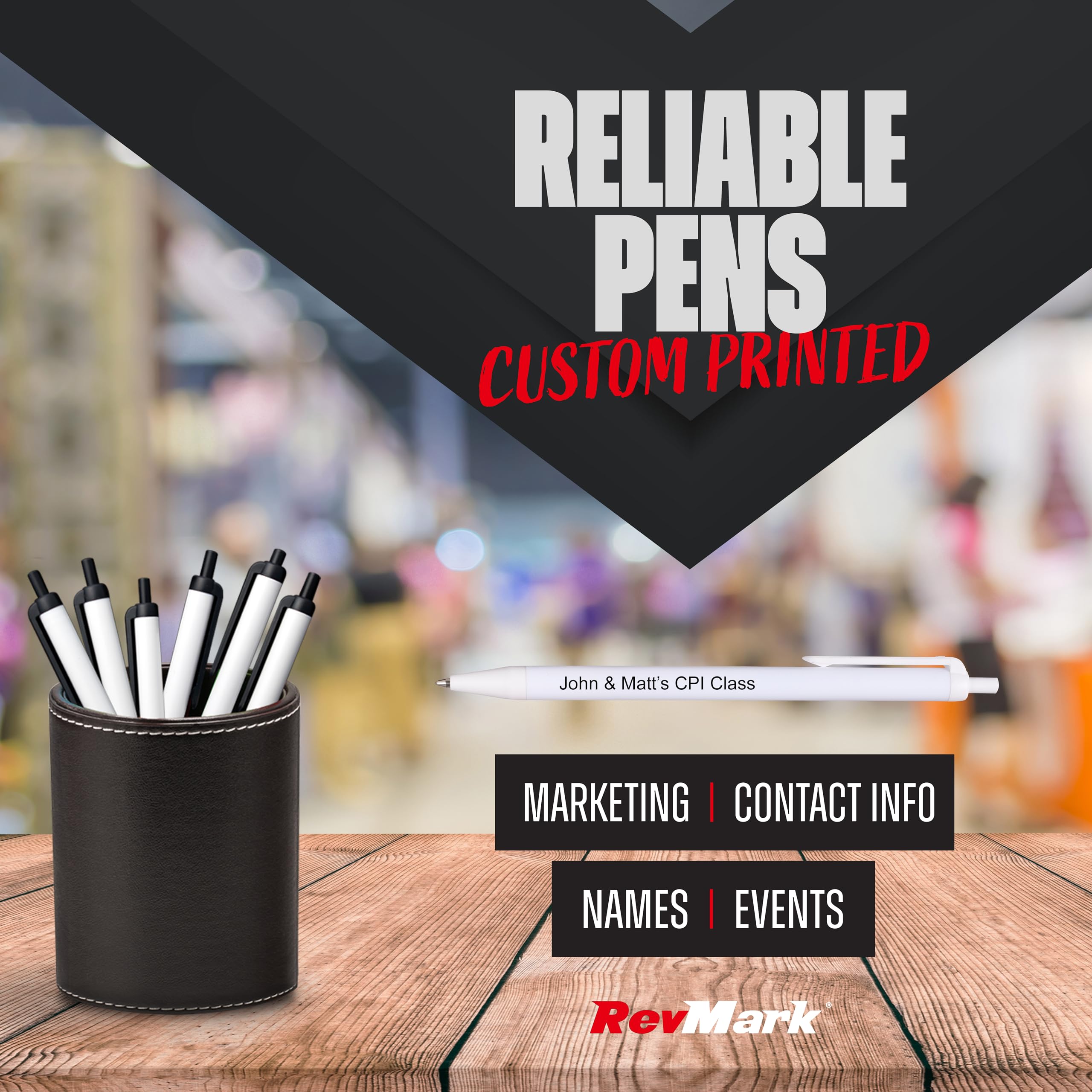 Custom Printed Ballpoint Pens - Personalized with Name, Business or Event Info - Bulk Pack of 1000 - Smooth Black Ink - USA Made Promotional Pens for Corporate Gifts, Trade Shows & Branding Events