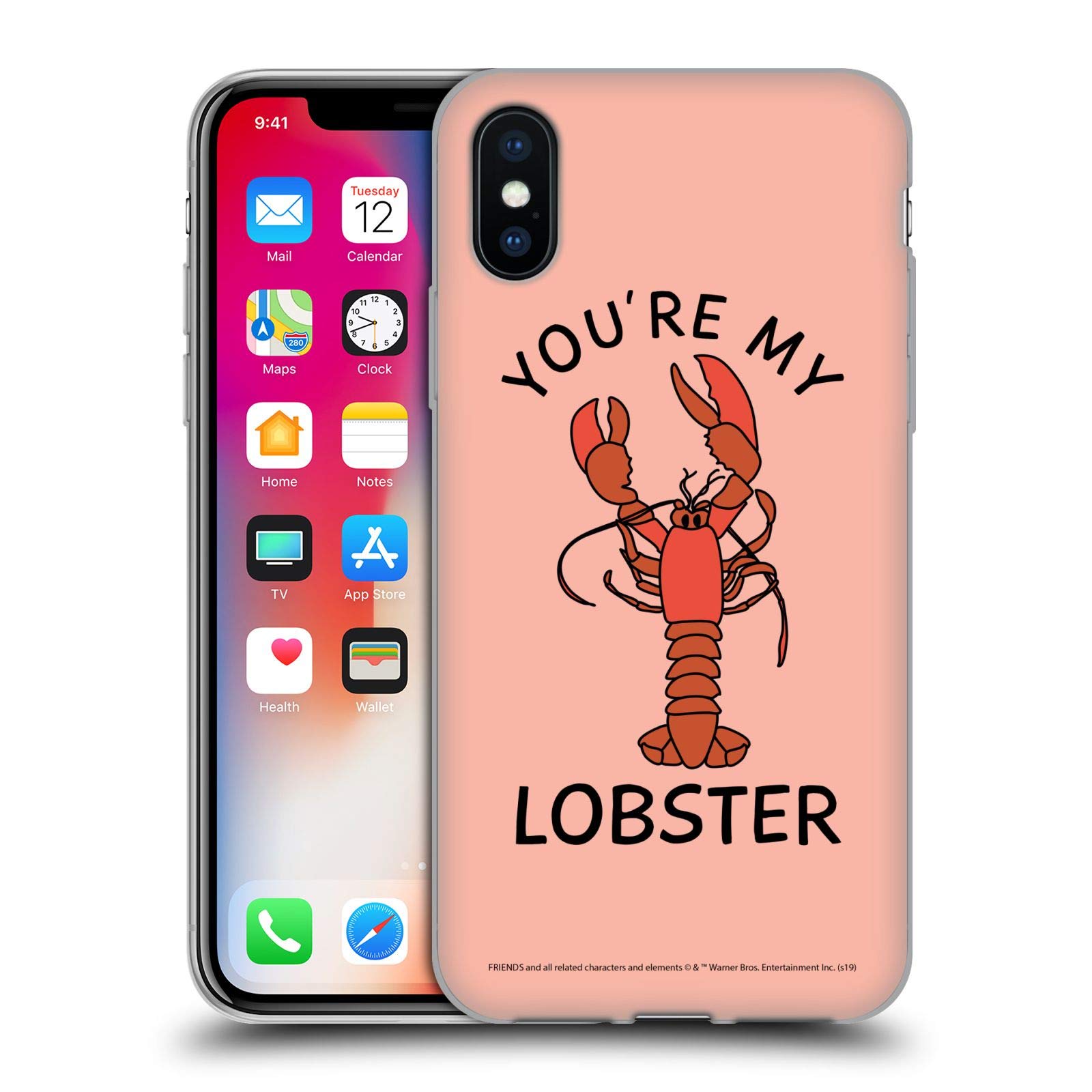 Officially Licensed Friends TV Show Lobster iPhone Case - Soft Gel Cover Compatible with Apple iPhone X/Xs | Cute Pop Culture Gift for Fans, Durable Protection for Daily Use