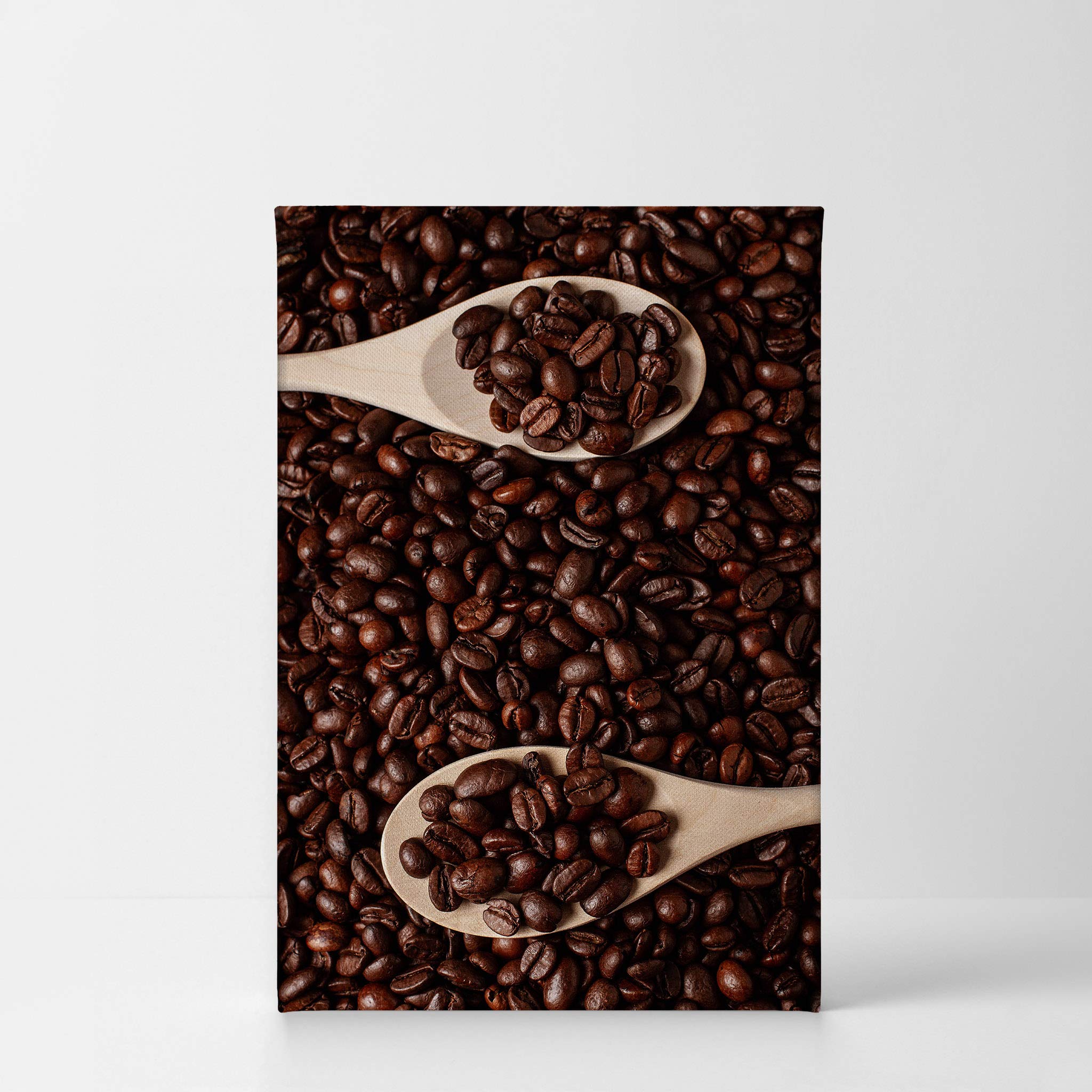 Premium Tasty Coffee Beans on Wood Spoon Canvas Wall Art Print - Modern Kitchen & Cafe Decor, Farmhouse Dining Room Artwork, Housewarming Gift (36x24 Inch) - Perfect for Restaurants, Coffee Shops & Home Decor