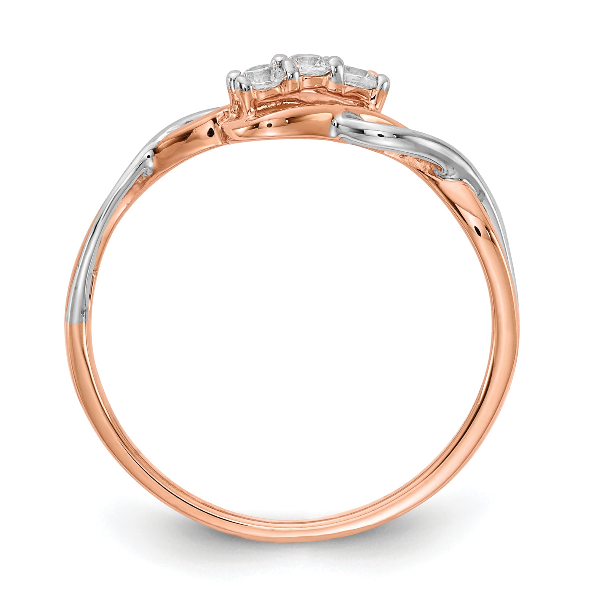 14K White and Rose Gold Diamond Polished Ring for Women - Elegant Stackable Wedding Band, Anniversary Gift for Her - Perfect for Engagement, Promise Rings & Special Occasions
