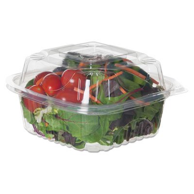 ECPEPLC6 - 6x6 Clear PLA Clamshell Hinged Food Containers | Eco-Friendly Takeout Boxes for Salads, Sandwiches & Meal Prep | BPA-Free Disposable Containers for Restaurants, Catering & Home Use