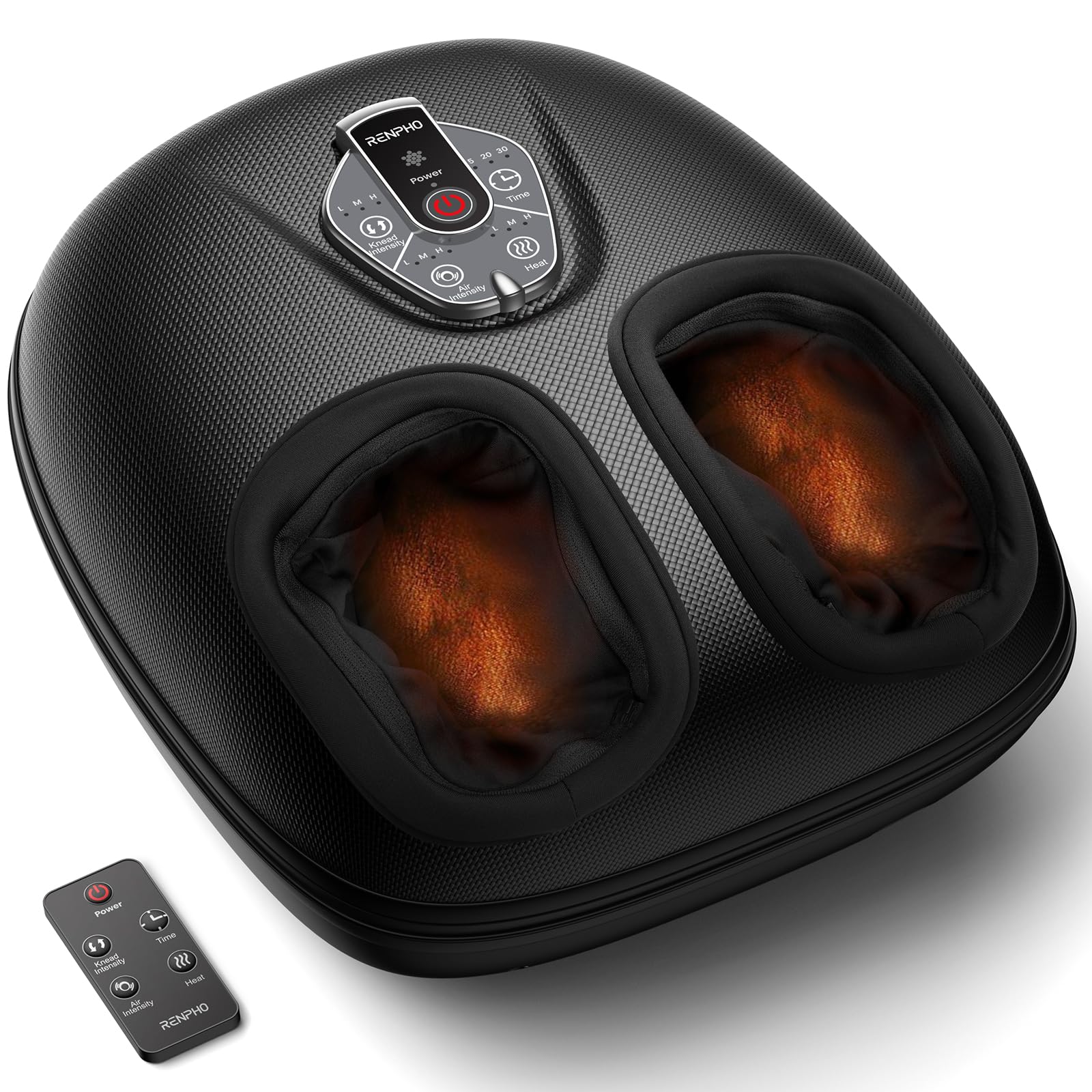 RENPHO Shiatsu Foot Massager with Heat - 2025 Upgraded Deep Kneading Foot Massager Machine, 3 Heat Levels & Wireless Remote - Electric Foot Massage for Relaxation, Perfect Gift for Men & Women (Fits Up to Size 12) - Ideal for Home Use, Office Relaxation & Post-Workout Recovery