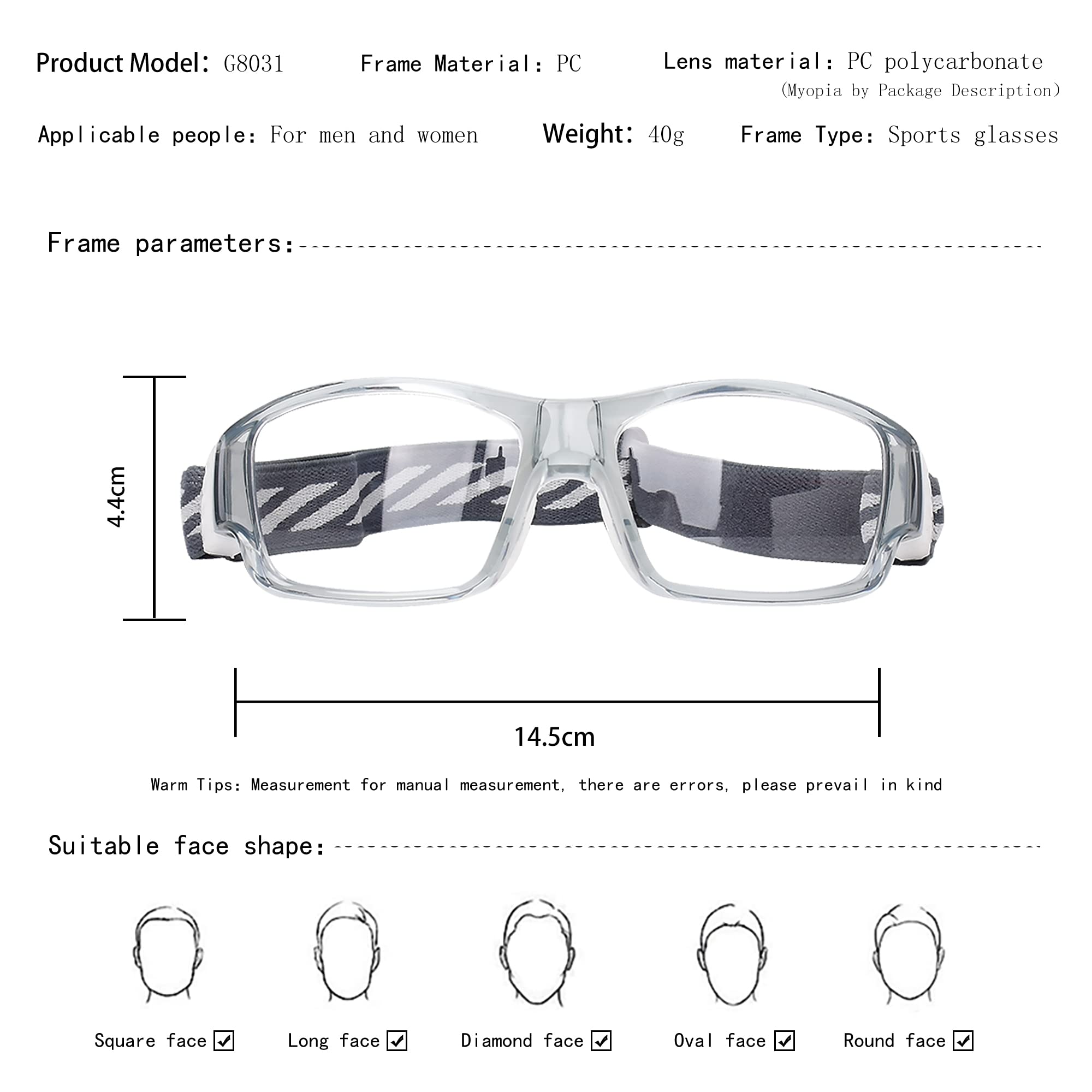 Best Sports Glasses for Adults - Protective Eyewear for Running, Basketball & Football with Shock Absorption & Adjustable Strap - Perfect for Outdoor Activities, Training & Competitive Sports
