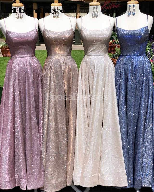 Elegant Navy Blue Glitter Spaghetti Strap Long Prom Dress for Evening Party & Formal Events - Perfect for Prom Night, Homecoming, and Special Occasions