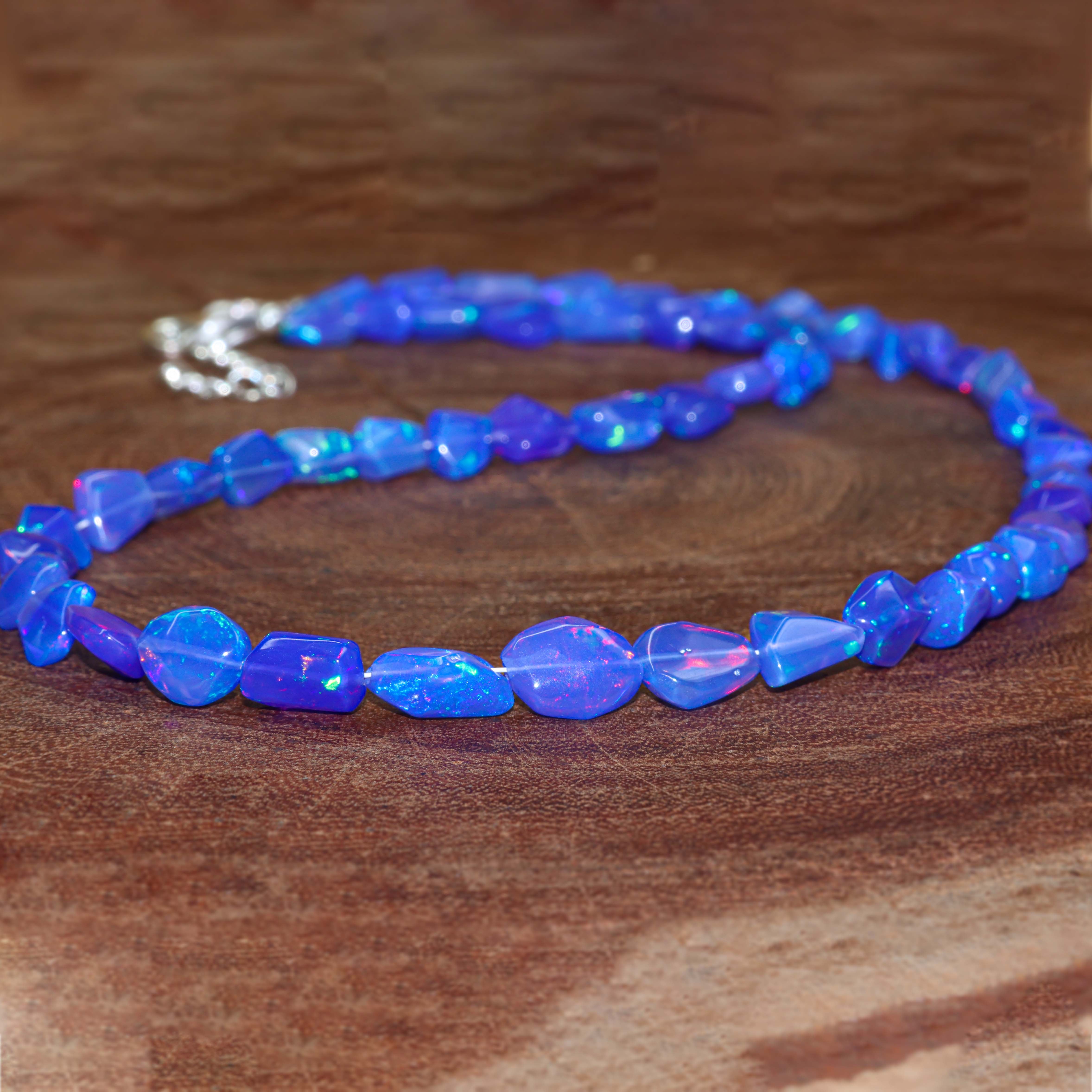 Blue Opal Tumbled Stone Necklace - Healing Crystal Jewelry for Women, Spiritual Energy Protection, Boho Chic Layering Necklace | Perfect for Meditation, Yoga, Gifts & Everyday Wear