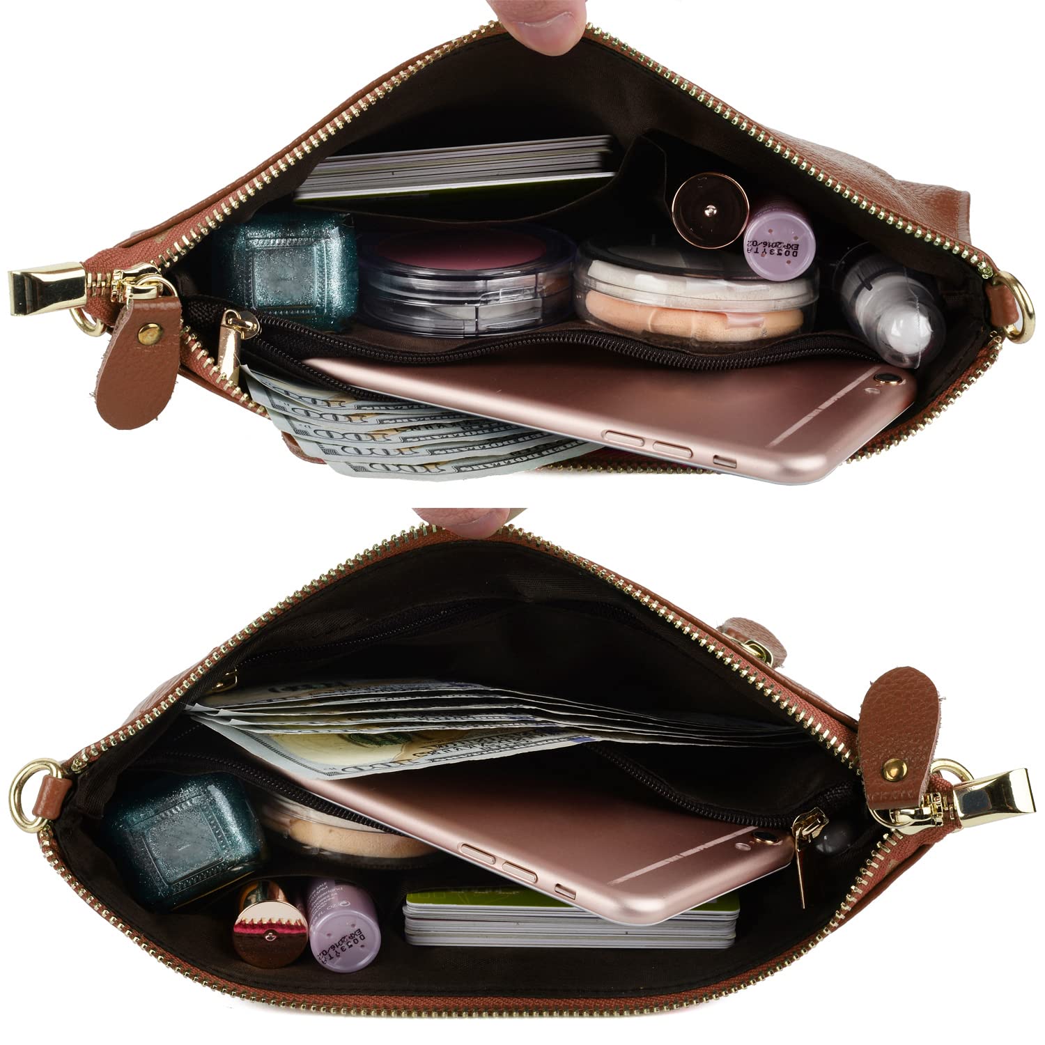 YALUXE Genuine Leather Crossbody Bag for Women - Phone Wallet Clutch Purse, Perfect for Work & Travel