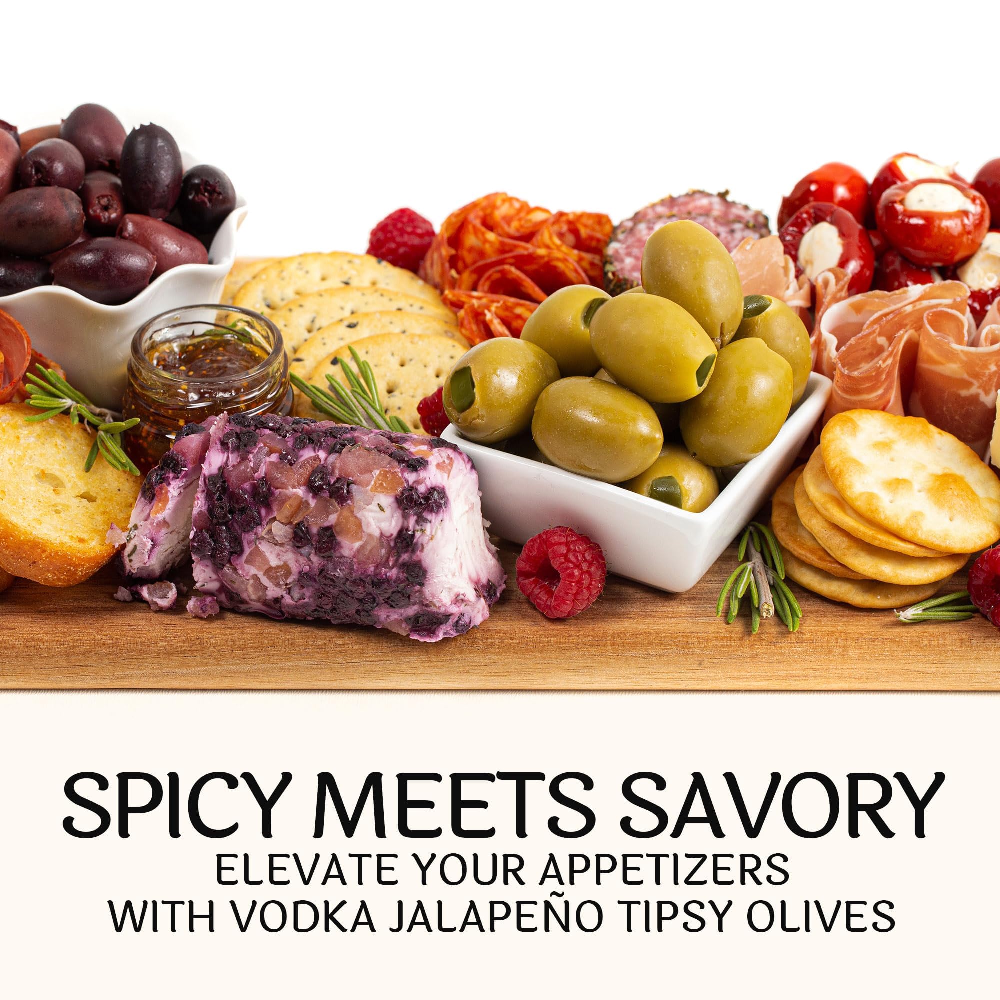 Premium Stuffed Green Olives with Jalapeño in Vodka - Large Cocktail Garnish for Martinis, Bloody Mary & Vodka Drinks - Kosher Certified by Sable & Rosenfeld - 5 Oz Pack (Ideal for Home Bars, Parties & Gourmet Gift Giving)
