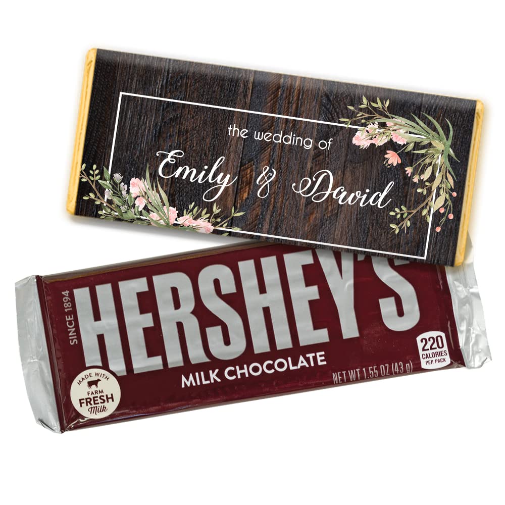 Personalized Rustic Wedding Chocolate Bars (36 Pack) - Custom Bridal Shower Favors for Guests, Elegant Wedding Candy - Perfect for Wedding Receptions, Bridal Showers & Anniversary Celebrations