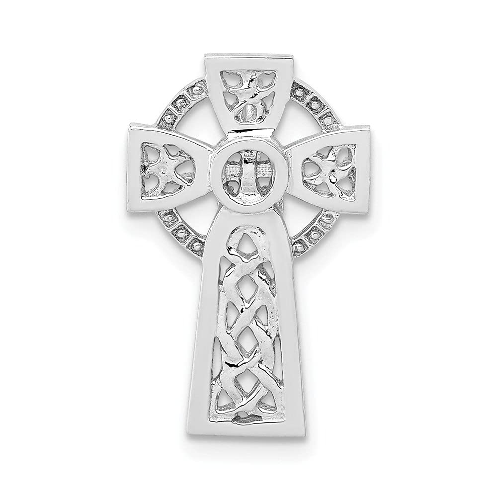 14K White Gold Polished Celtic Cross Pendant Necklace for Women | Elegant Religious Jewelry Gift for Baptism, Confirmation & Everyday Wear