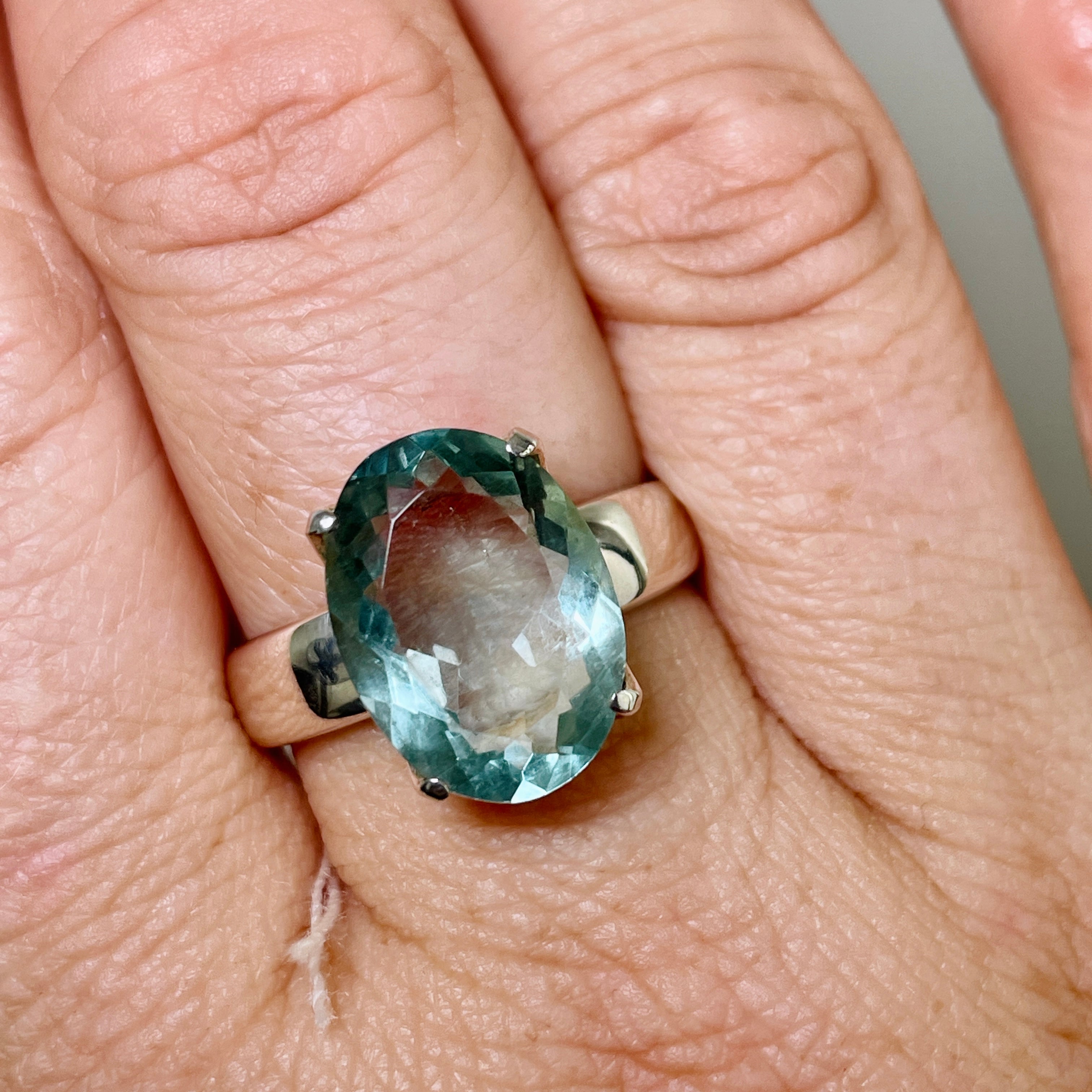 Fluorite Oval Faceted Ring - Size 9 - PRGJ303a - Elegant Gemstone Jewelry for Women, Perfect for Everyday Wear & Special Occasions