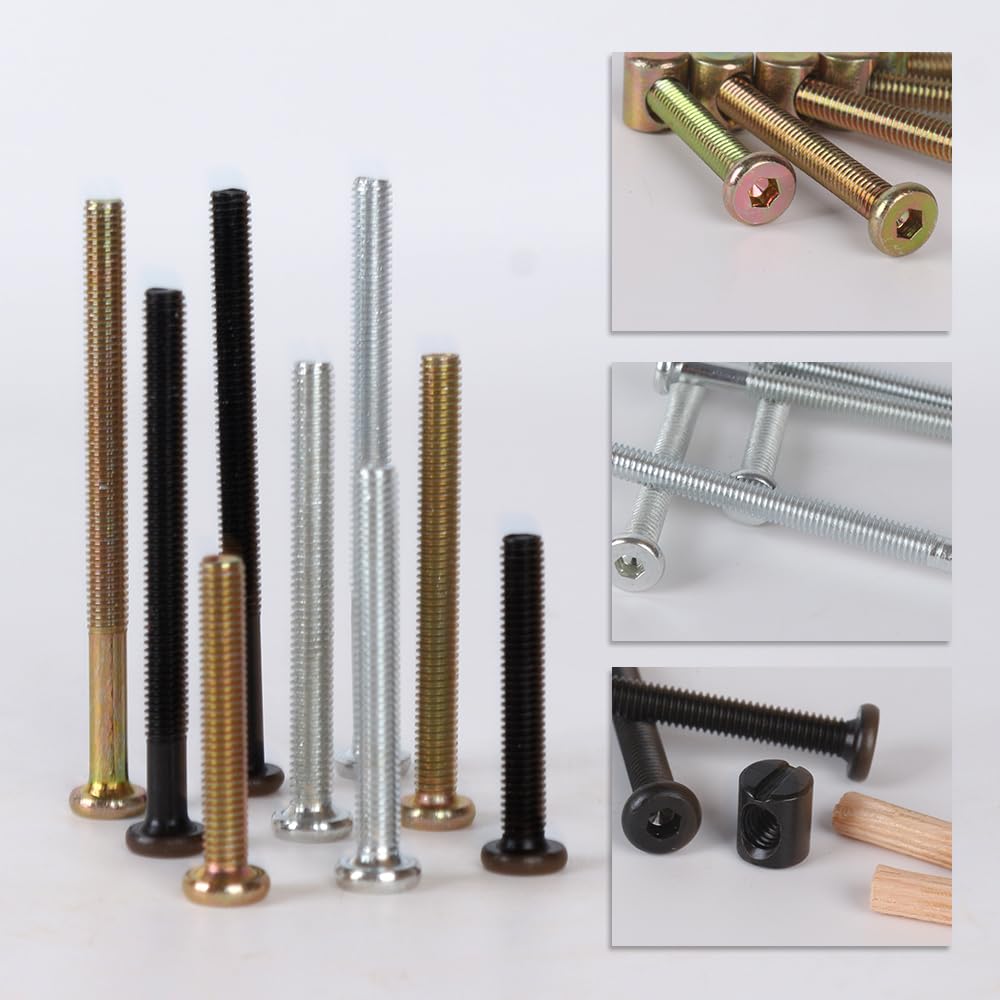 26Pcs Baby Crib Screws Kit - M6x20-80mm Hex Bolts & Nuts for Bed Frame Repair - Silver (Furniture Hardware Replacement)