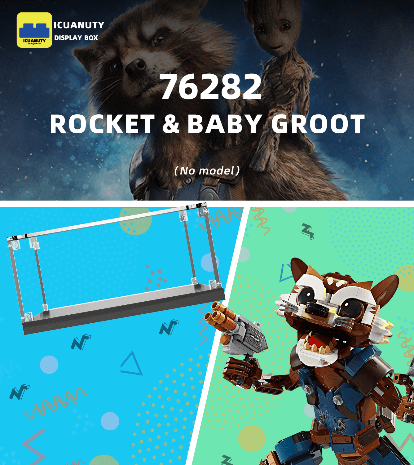 LEGO Rocket & Baby Groot 76282 Display Case - Premium Acrylic Showcase for Collectible Building Sets - Perfect for Home Decor, Office Display & Gift Presentation