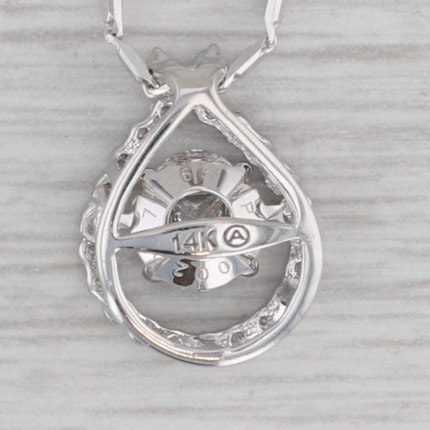 0.47ctw Floating Diamond Teardrop Pendant Necklace - 14k White Gold 18