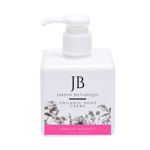 Organic Hibiscus Bouquet Body Crème - 8 oz Moisturizing Lotion for Dry Skin, Natural Hydration for Hands, Feet & Body - Perfect for Daily Use & Spa Nights
