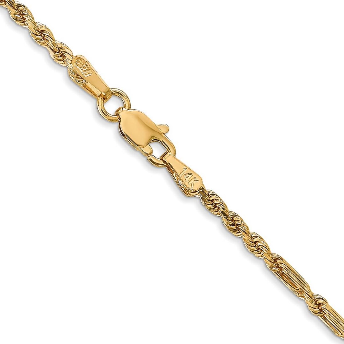 14k Gold Milano Rope Chain Necklace for Women & Men - Adjustable Lengths 16